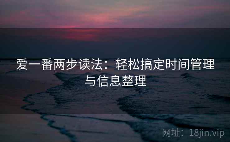 爱一番两步读法：轻松搞定时间管理与信息整理