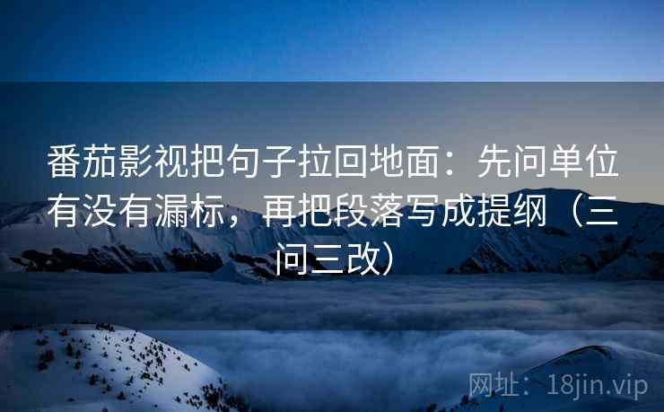 番茄影视把句子拉回地面：先问单位有没有漏标，再把段落写成提纲（三问三改）