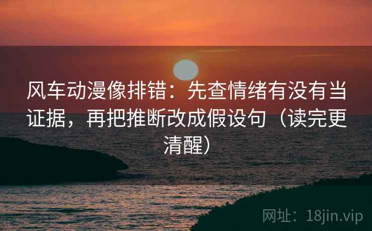 风车动漫像排错：先查情绪有没有当证据，再把推断改成假设句（读完更清醒）